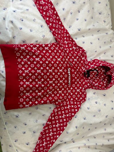 Supreme / Louis Vuitton Box Logo Hooded Sweatshirt "Red"