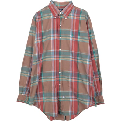 古着 ラルフローレン Ralph Lauren マドラスチェック 長袖 ボタンダウンチェックシャツ メンズL相当/eaa659214