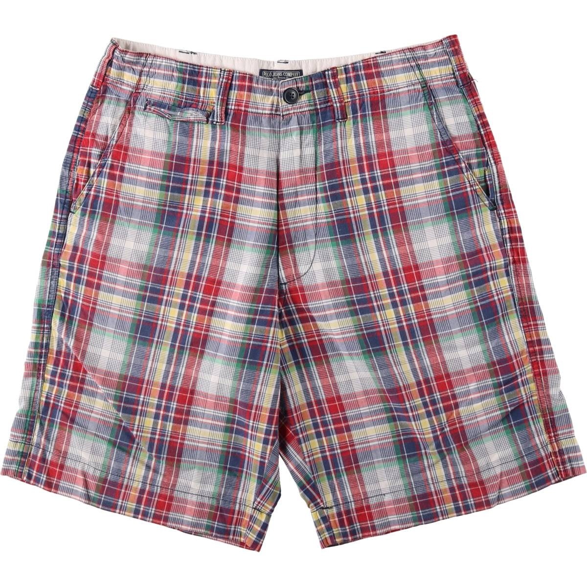 古着 00年代 ラルフローレン Ralph Lauren POLO JEANS COMPANY マドラスチェック コットンショーツ ショートパンツ メンズw34相当/eaa658692