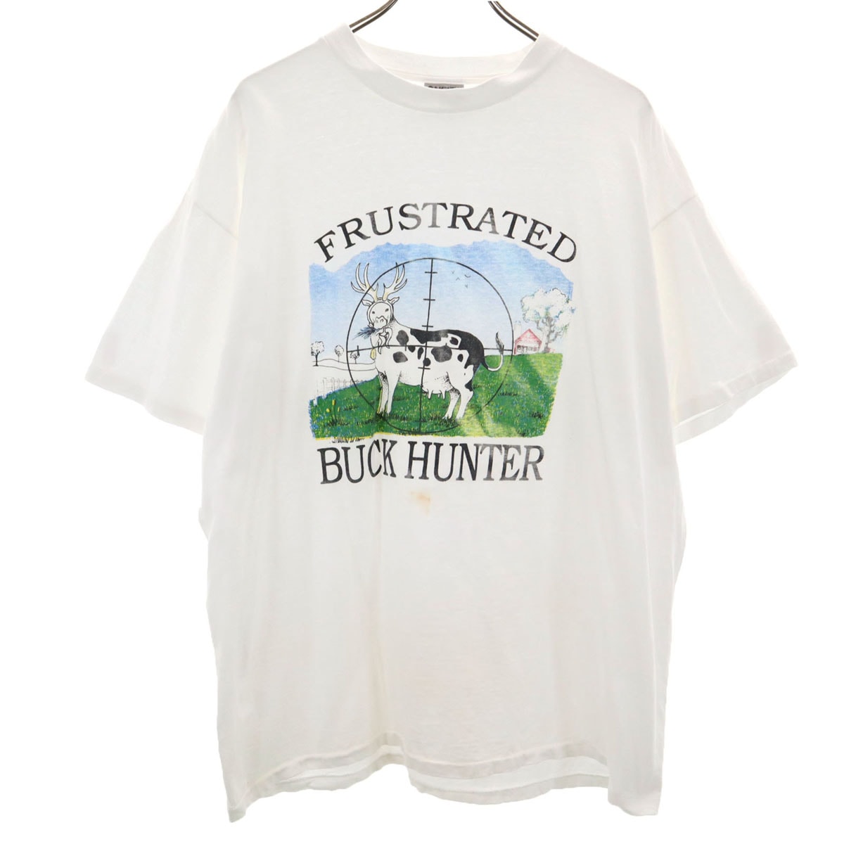 ONEITA オニータ 90s オールド BUCK HUNTER 牛 半袖 Tシャツ XL ホワイト シングルステッチ アニマル