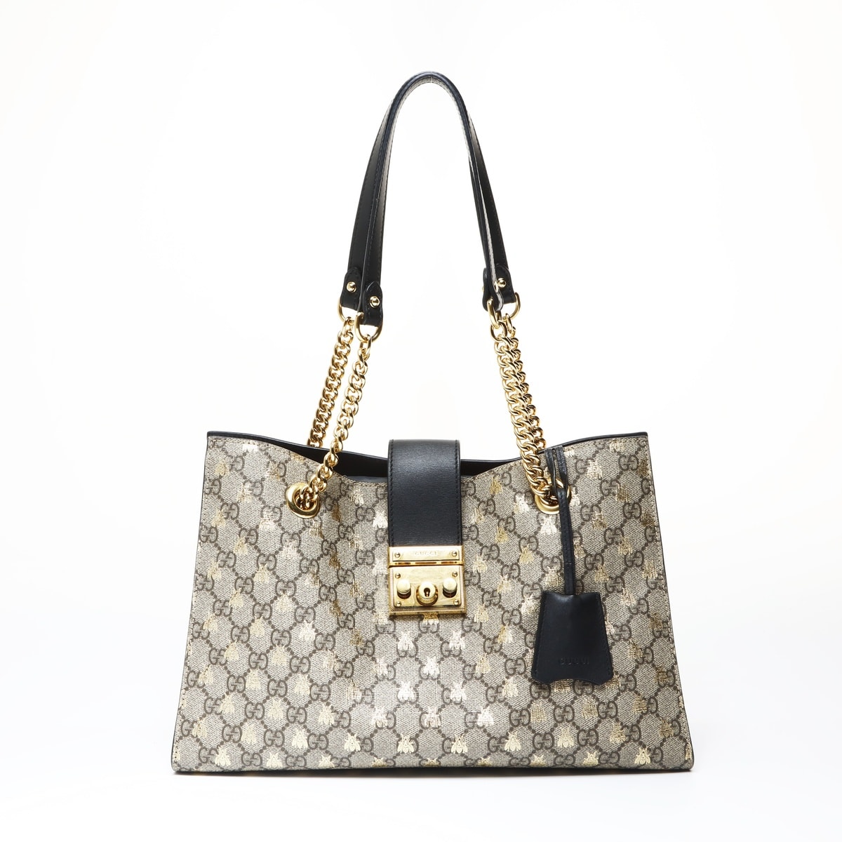 グッチ GUCCI グッチ GGスプリーム ビー パドロック トートバッグ ショルダーバッグ【中古】