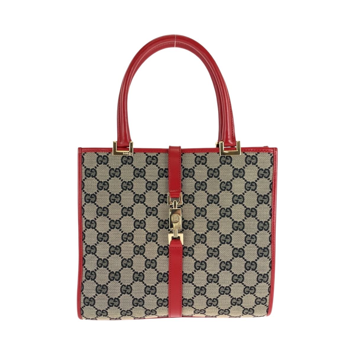 美品 GUCCI グッチ ジャッキー グレー レッド ゴールド金具 GGキャンバス ハンドバッグ トートバッグ 506020 【中古】