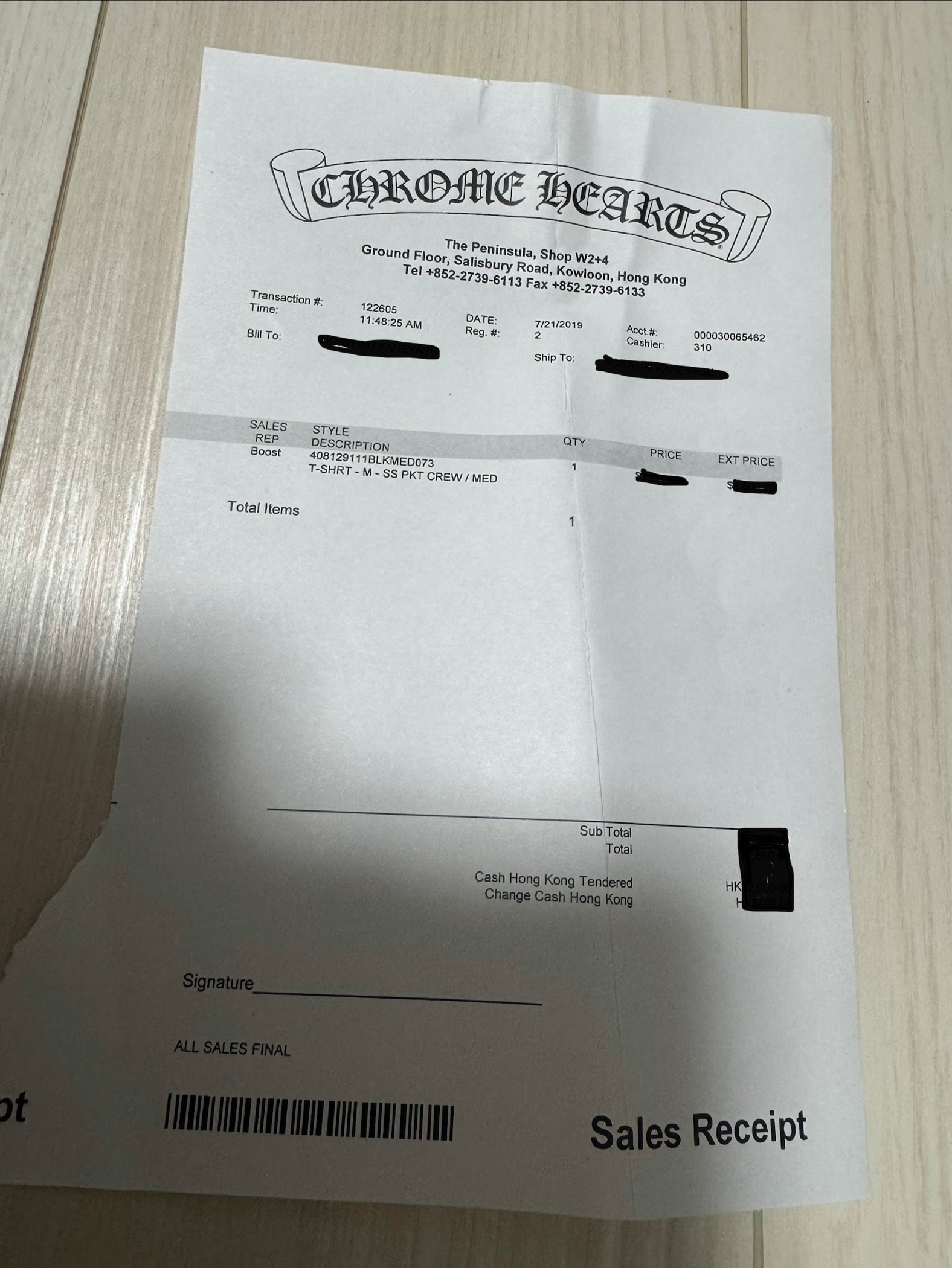 Chrome Hearts Back Horseshoe S/S T-Shirt Hong Kong Exclusive "Black"