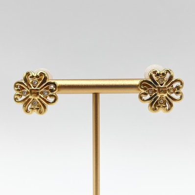 GIVENCHY(ジバンシィ)イヤリング クリスタル ゴールドカラー フラワーモチーフ レディース【中古】