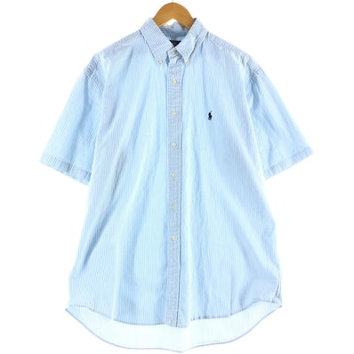 古着 ラルフローレン Ralph Lauren POLO by Ralph Lauren BLAKE シアサッカー 半袖 コットン ストライプシャツ メンズL相当/eaa550535