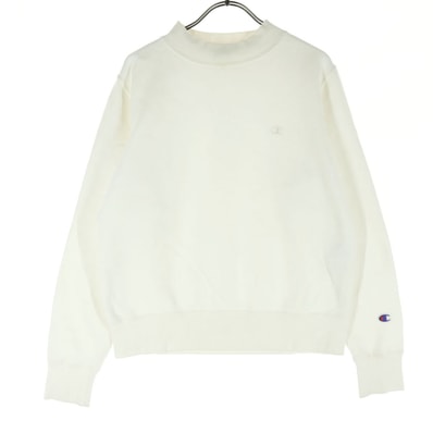 Champion チャンピオン 裏起毛 ロゴ刺_ 長袖 スウェット L アイボリー