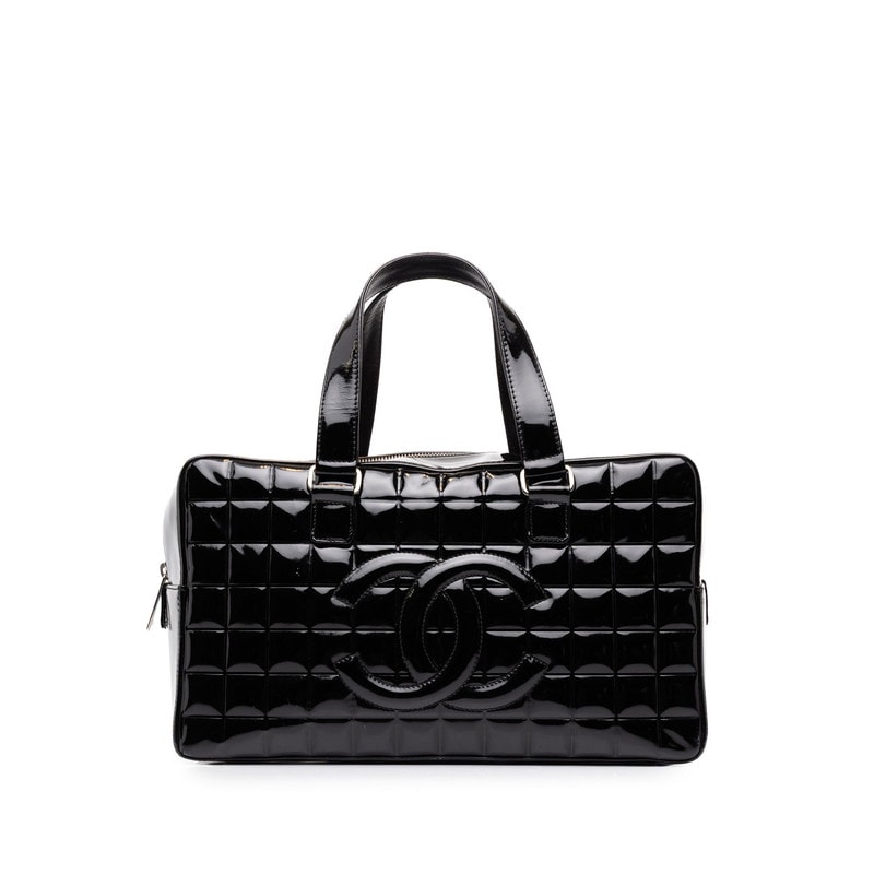 シャネル ココマーク チョコバー ハンドバッグ ミニボストン A19271 ブラック パテントレザー レディース CHANEL 中古