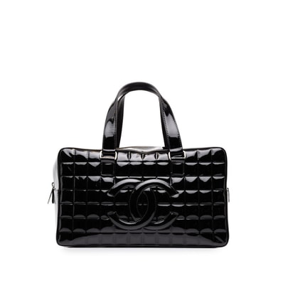 シャネル ココマーク チョコバー ハンドバッグ ミニボストン A19271 ブラック パテントレザー レディース CHANEL 中古