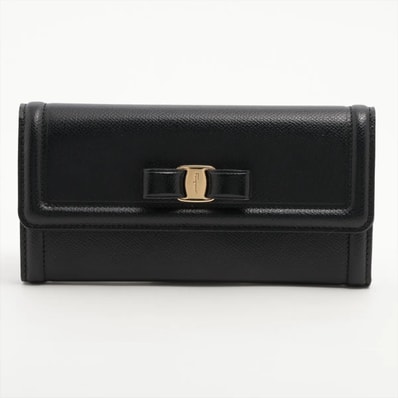 ■極美品 サルヴァトーレフェラガモ ヴァラリボン長財布 レザー