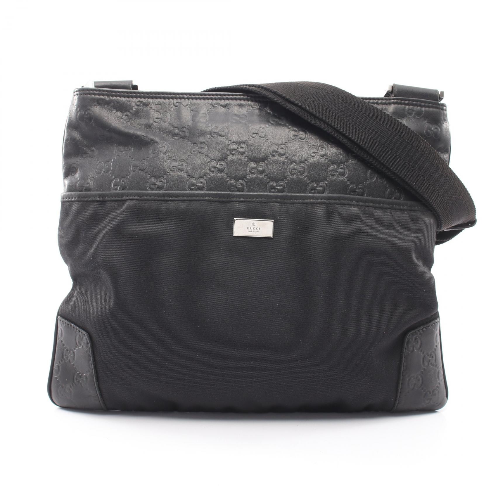 グッチ GUCCI グッチシマ ショルダーバッグ バッグ キャンバス レザー メンズ レディース ブラック系 161822 【中古】