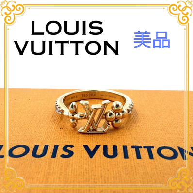 ■美品■ LOUIS VUITTON ルイヴィトン M1461S LVアイコニック リング ゴールド ラインストーン メタル 10号 レディース アクセサリー 指輪