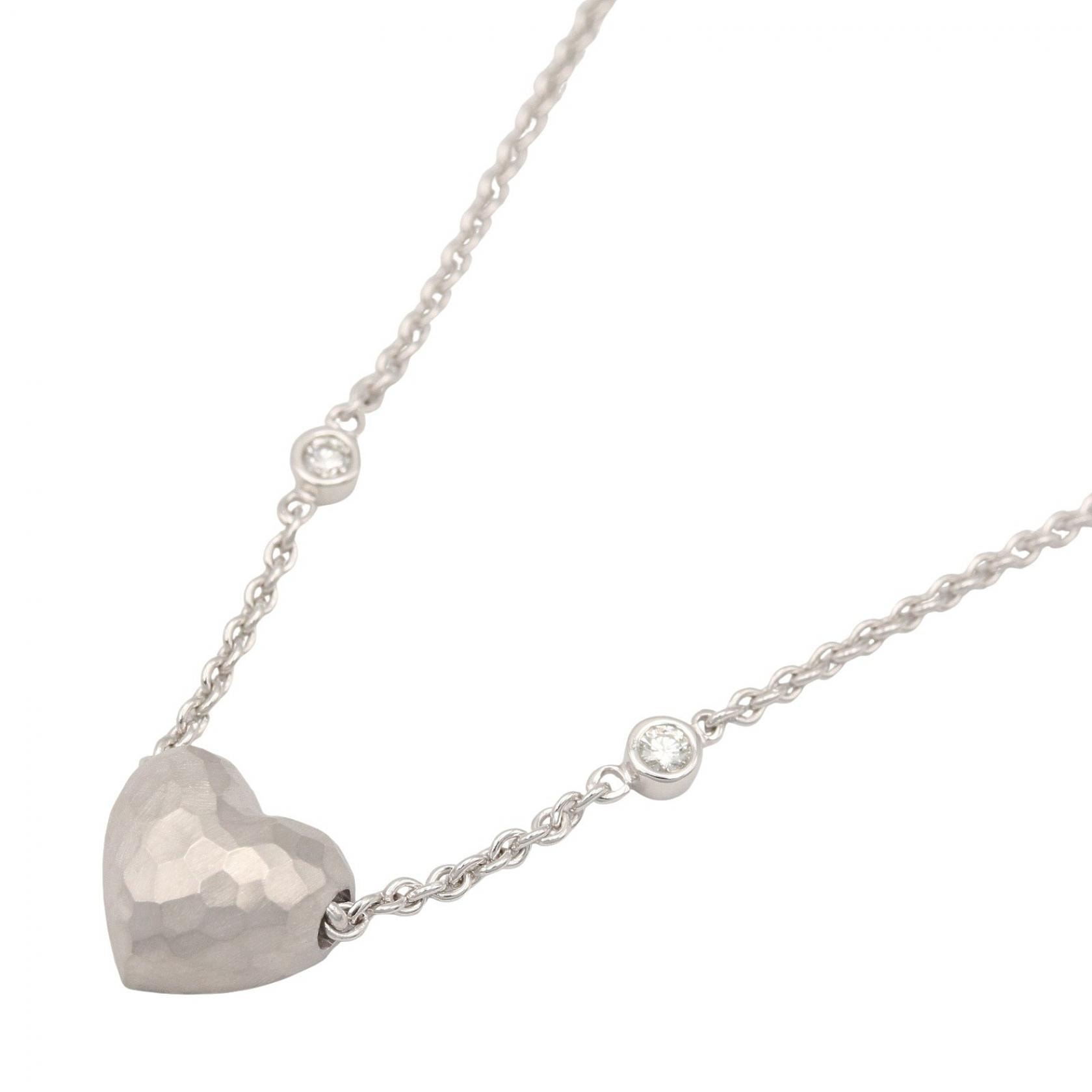 ティファニー TIFFANY&CO ハマードハート 2PD ネックレス ネックレス ジュエリー K18WG(ホワイトゴールド) ダイヤモンド レディース シルバー系 / クリア系 【中古】