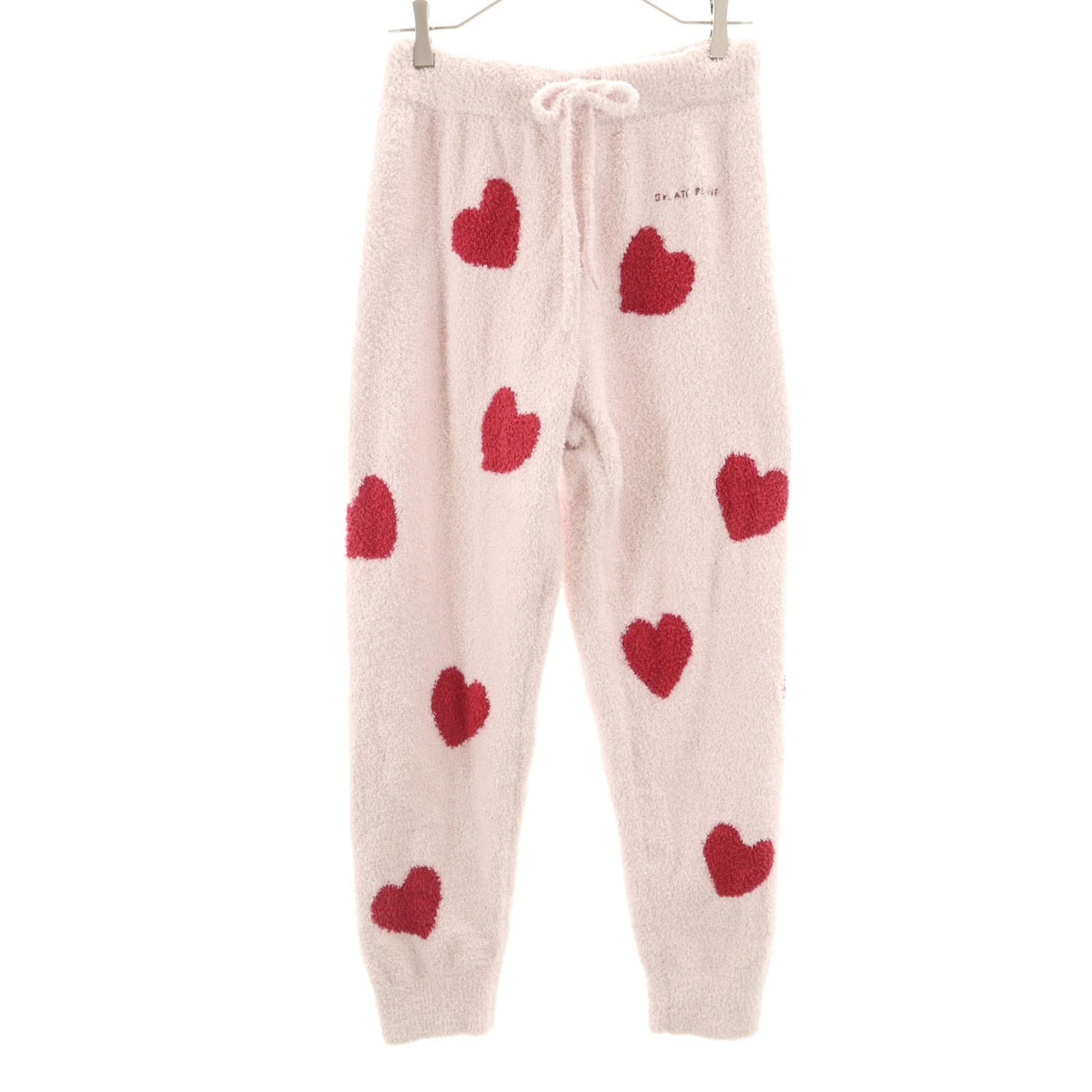 美品 gelato pique ジェラートピケ ハート柄 ふわもこ ルームウェアパンツ One ホワイト系 ジェラピケ