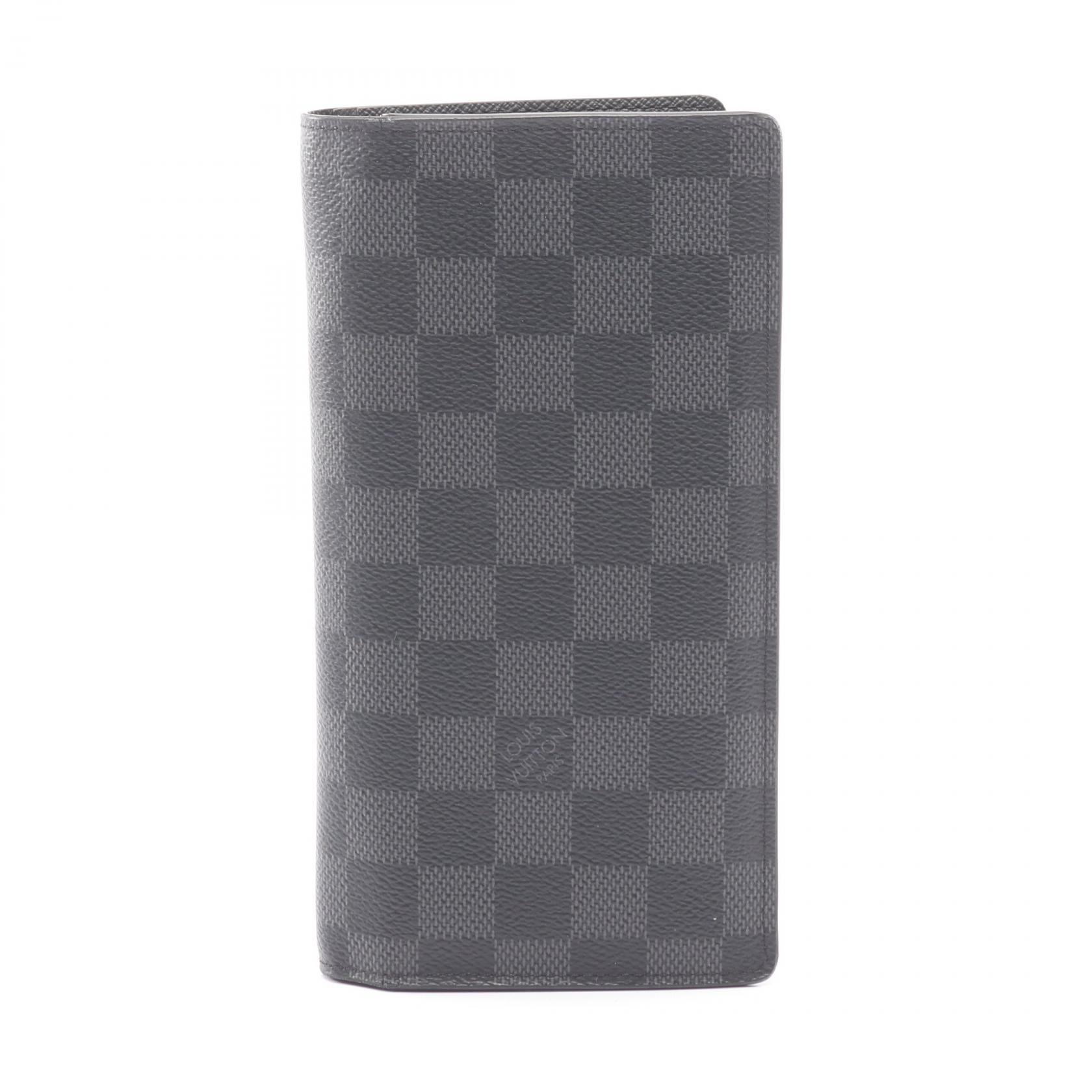 ルイ・ヴィトン LOUIS VUITTON ポルトフォイユ ブラザ ダミエグラフィット 二つ折り長財布 財布 PVCコーティングキャンバス レザー ダミエ・グラフィット メンズ ブラック系 N62665 【中古】