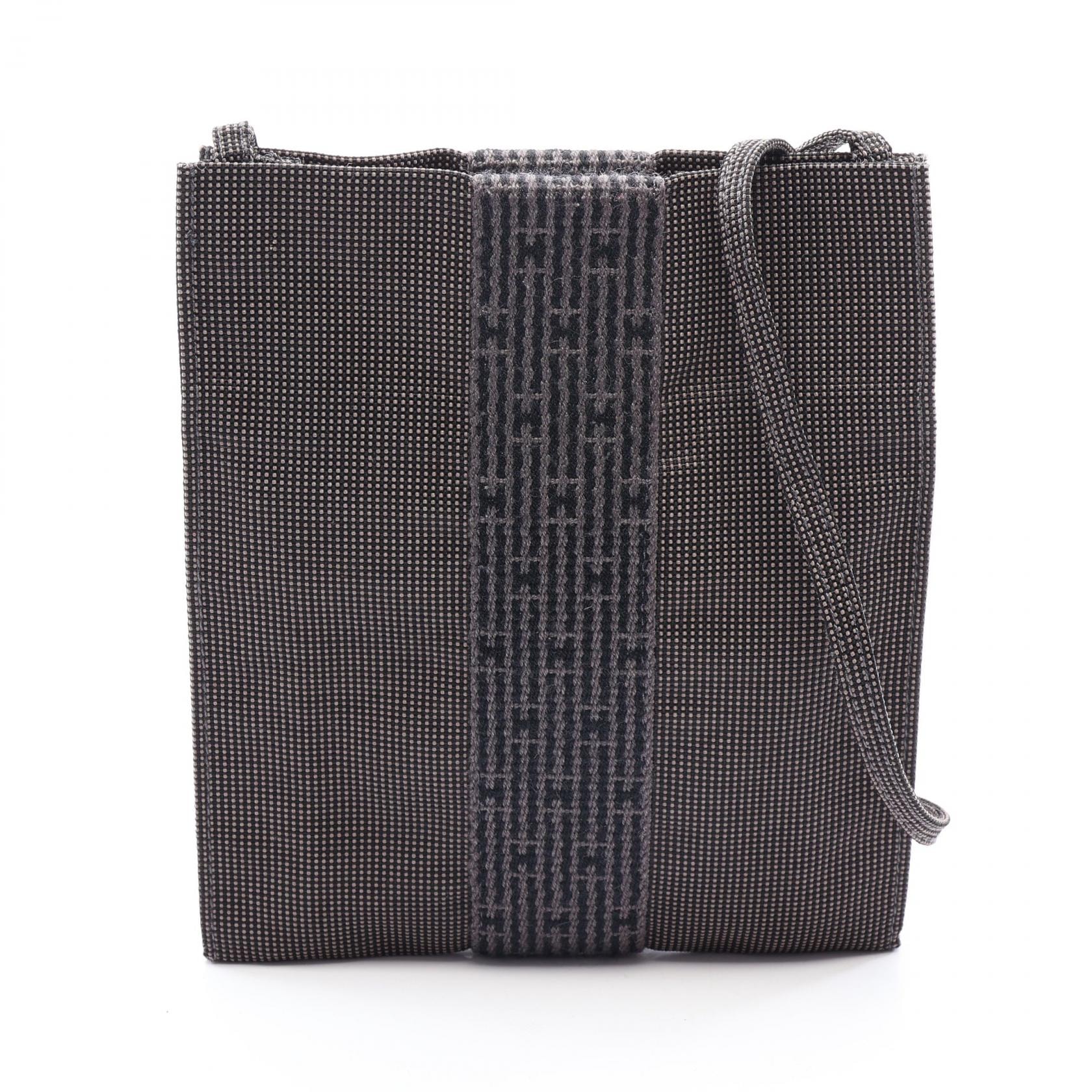 エルメス HERMES エールライン ポシェット ショルダーバッグ バッグ ナイロンキャンバス レディース グレー系 【中古】