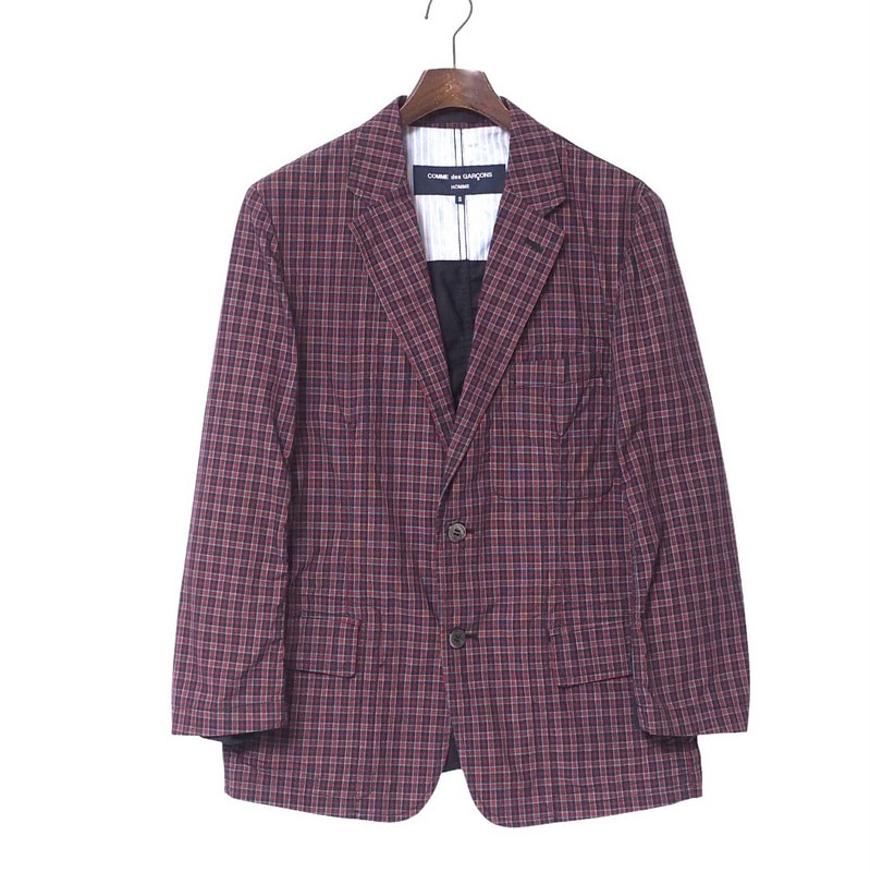 COMME des GARCONS HOMME コムデギャルソンオム テーラードジャケット サイズS 切替 コットンジャケット ブレザー チェック柄 ブランド古着【中古】20241225/RA2730