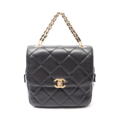 シャネル CHANEL マトラッセ スクエア チェーン リュックサック バックパック バッグ ラムスキン(羊革) レディース ブラック系 AS3884 【中古】