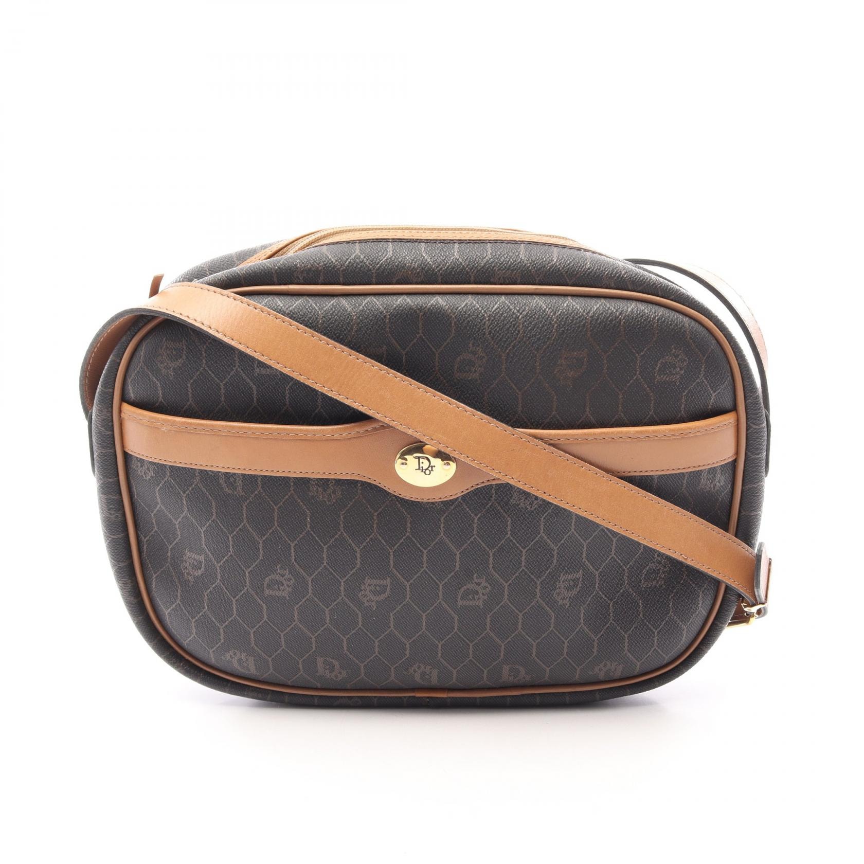 ディオール Dior ハニカム ショルダーバッグ バッグ PVCコーティングキャンバス レザー レディース ブラック系 / ブラウン系 【中古】
