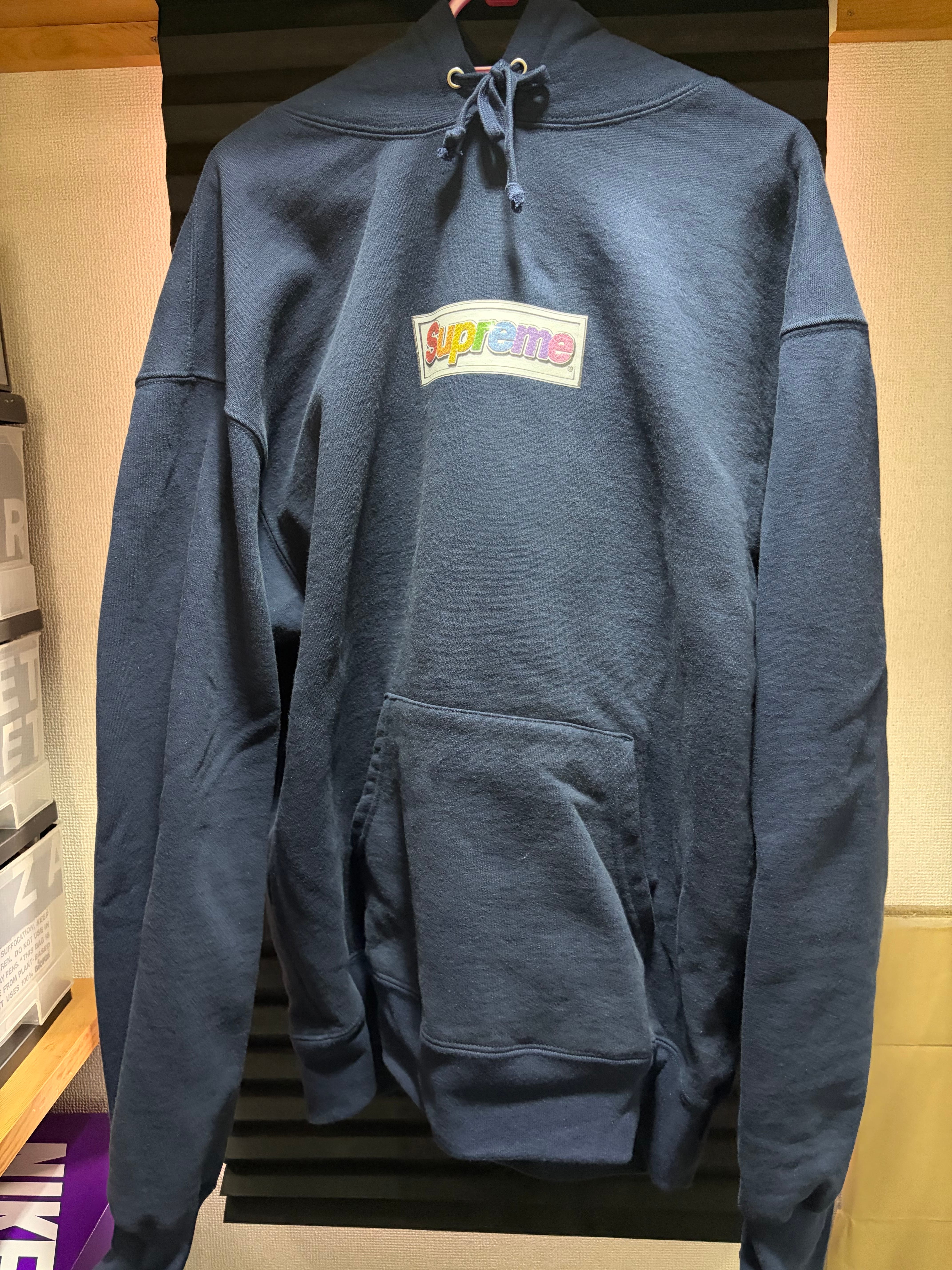 Supreme Bling Box Logo Hooded Sweatshirt "Navy"