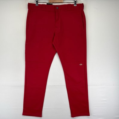 古着 デッドストック ディッキーズ Dickies パンツ タグ付 ダブルニー カラーパンツ ワーク スキニー W36 L32 レッド系 メンズ