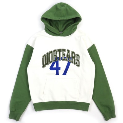 Dior Tears Oversized Hooded Sweatshirt Cotton Fleece "White/Green"