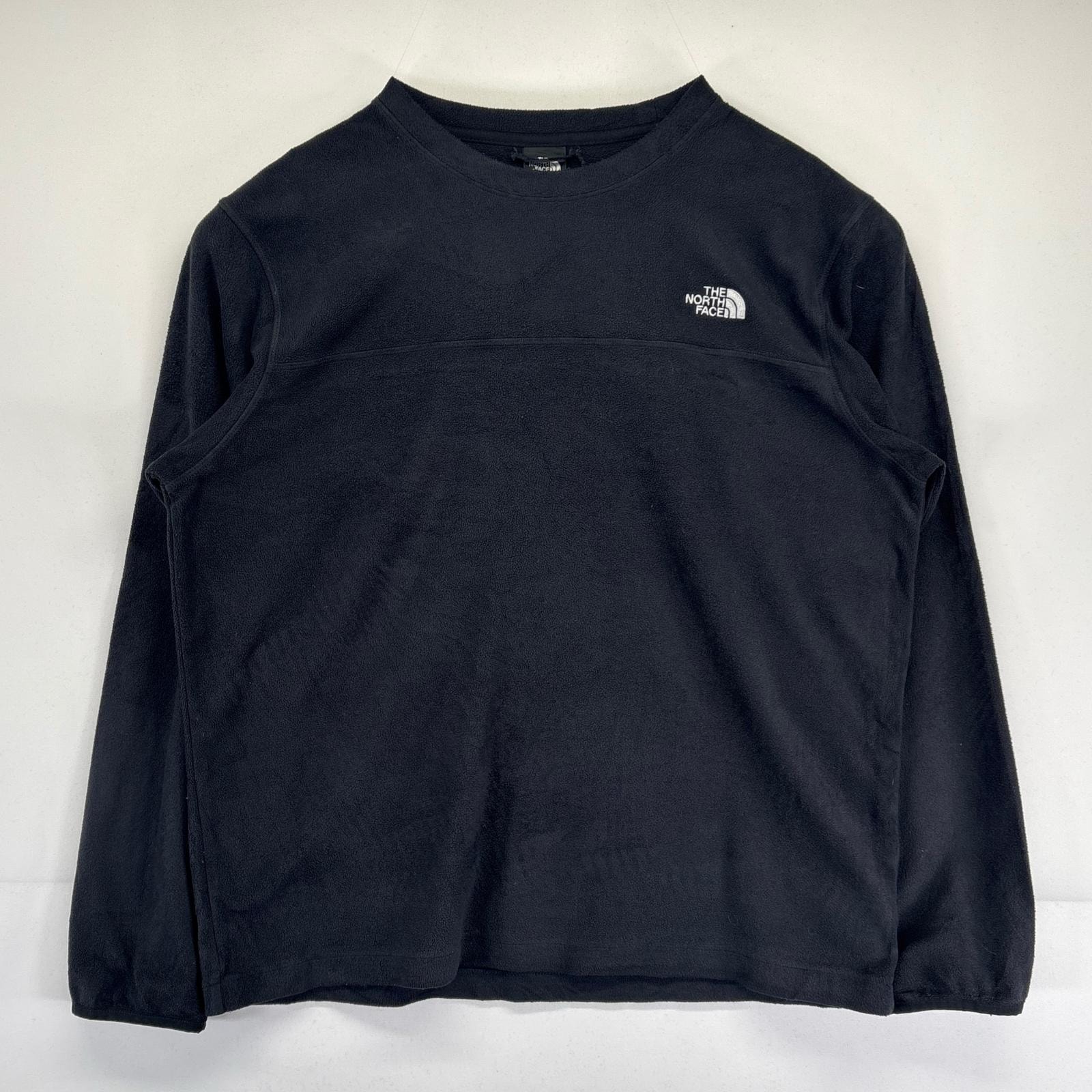 古着 ザ・ノースフェイス THE NORTH FACE スウェット フリース クルーネック 薄手 アウトドア ワンポイントロゴ L  ブラック メンズ