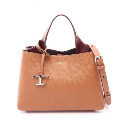 トッズ TOD'S Tタイムレス マイクロ 2WAY ハンドバッグ バッグ レザー レディース ブラウン系 【中古】