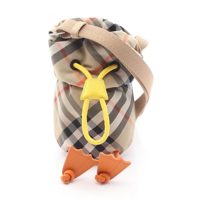 バーバリー BURBERRY キッズ ダック チェックナイロン ボトルホルダー ポーチ バッグ ナイロン レザー メンズ レディース ベージュ系 / マルチカラー 169114B9368 【中古】