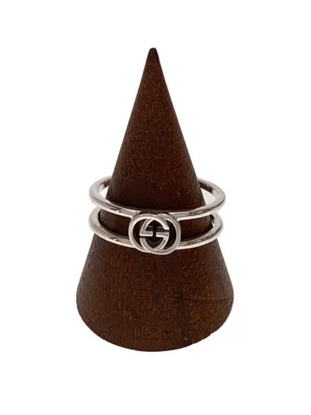 GUCCI Thin Interlocking G Open Hand Ring "Silver"