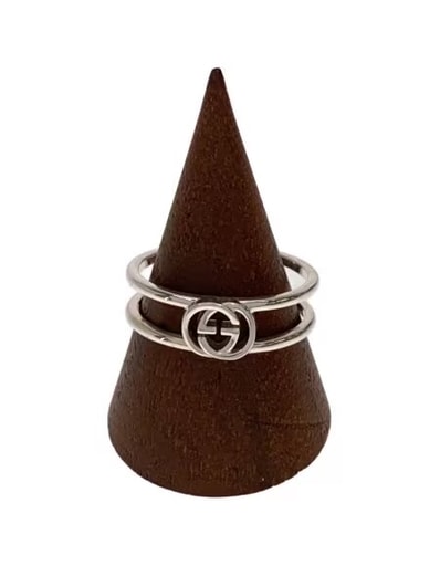 GUCCI Thin Interlocking G Open Hand Ring "Silver"