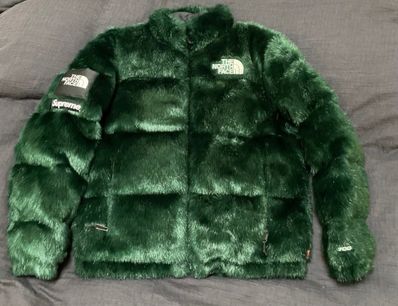 Supreme x The North Face Faux Fur Nuptse Jacket "Green"