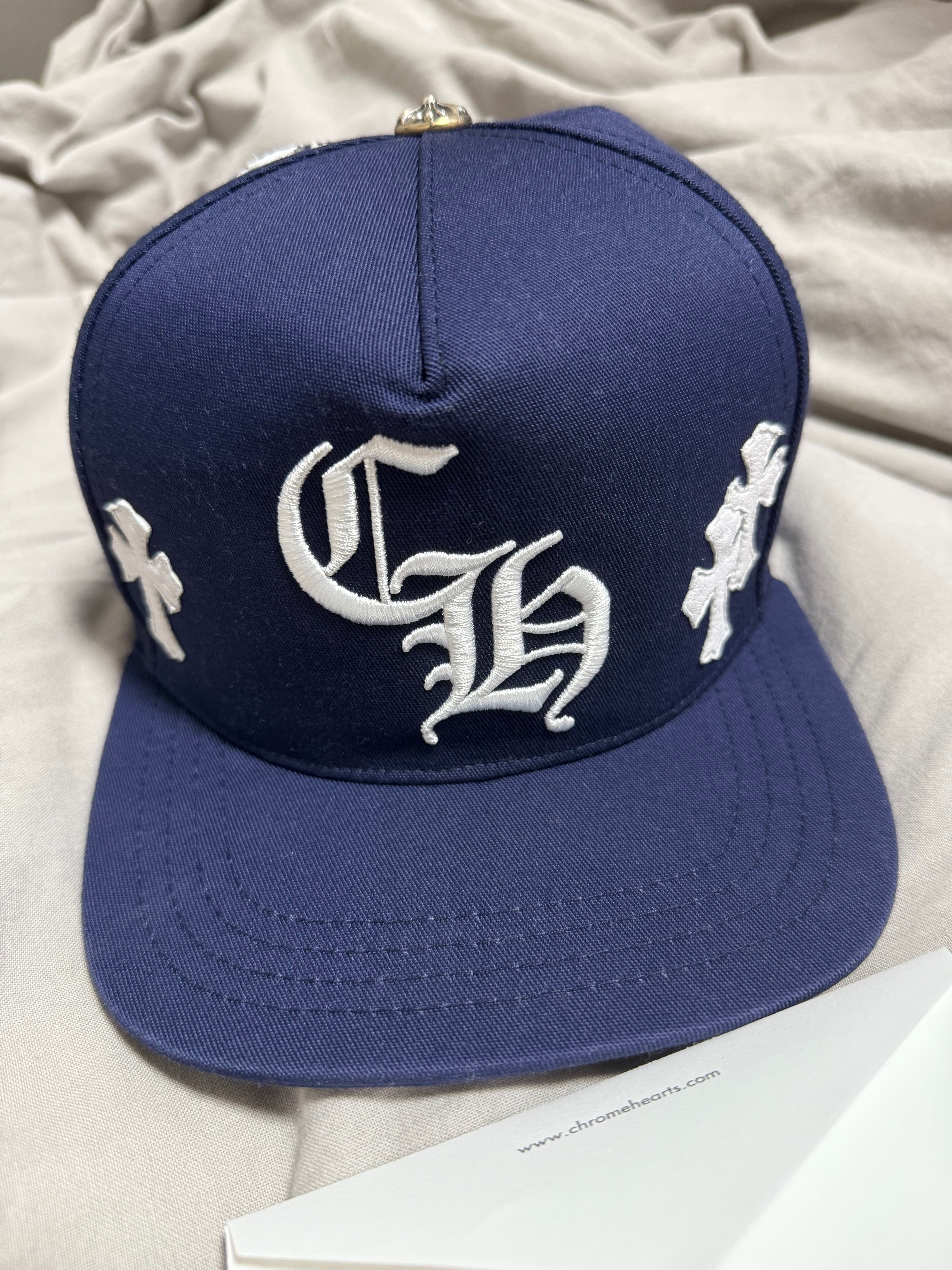 Chrome Hearts CH Hat Cross Patch Baseball Cap "Blue/White"