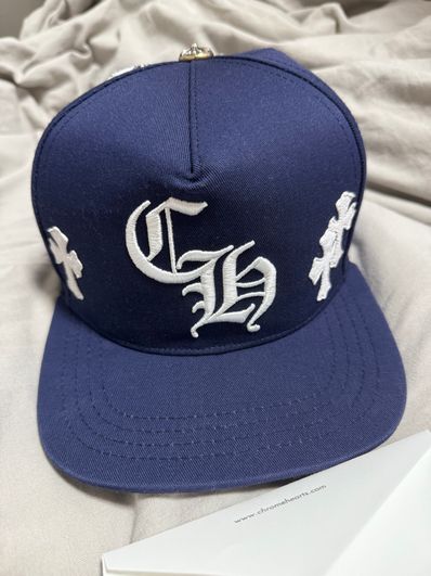 Chrome Hearts CH Hat Cross Patch Baseball Cap "Blue/White"