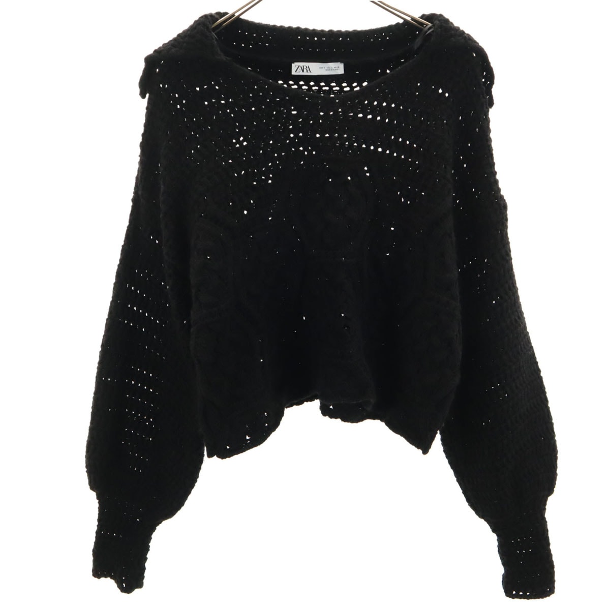 ZARA ザラ 長袖 デザイン セーター S ブラック ニット