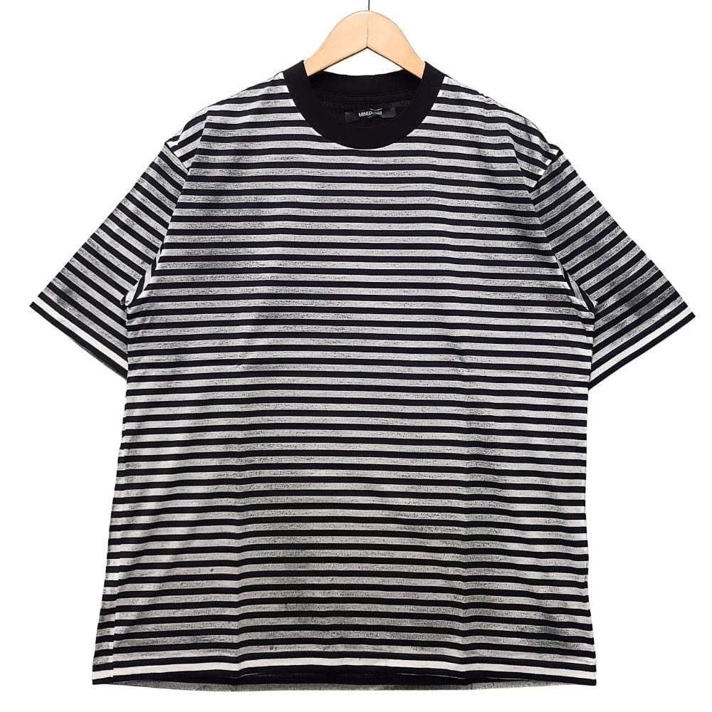 MINEDENIM マインデニム Seepage Border Crewneck T-SH かすれ ボーダー 半袖Tシャツ 55776