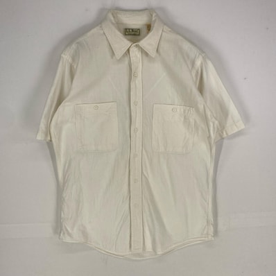 古着 80's/80年代 ヴィンテージ エルエルビーン L.L.Bean USA製 半袖シャツ ポケット ショートスリーブ M ホワイト系 無地 メンズ