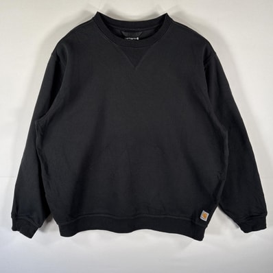 古着 カーハート Carhartt スウェット トレーナー クルーネック 前V ワンポイントロゴ 大きいサイズ 14041 ブラック メンズ
