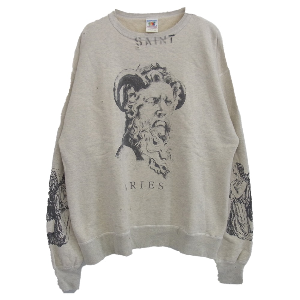 SAINT MICHAEL セントマイケル スウェット 23AW SM-A23-0000-C02 ARS_CRW SWT MR ARIES アリーズ クルーネックスウェット グレー系 XL【中古】