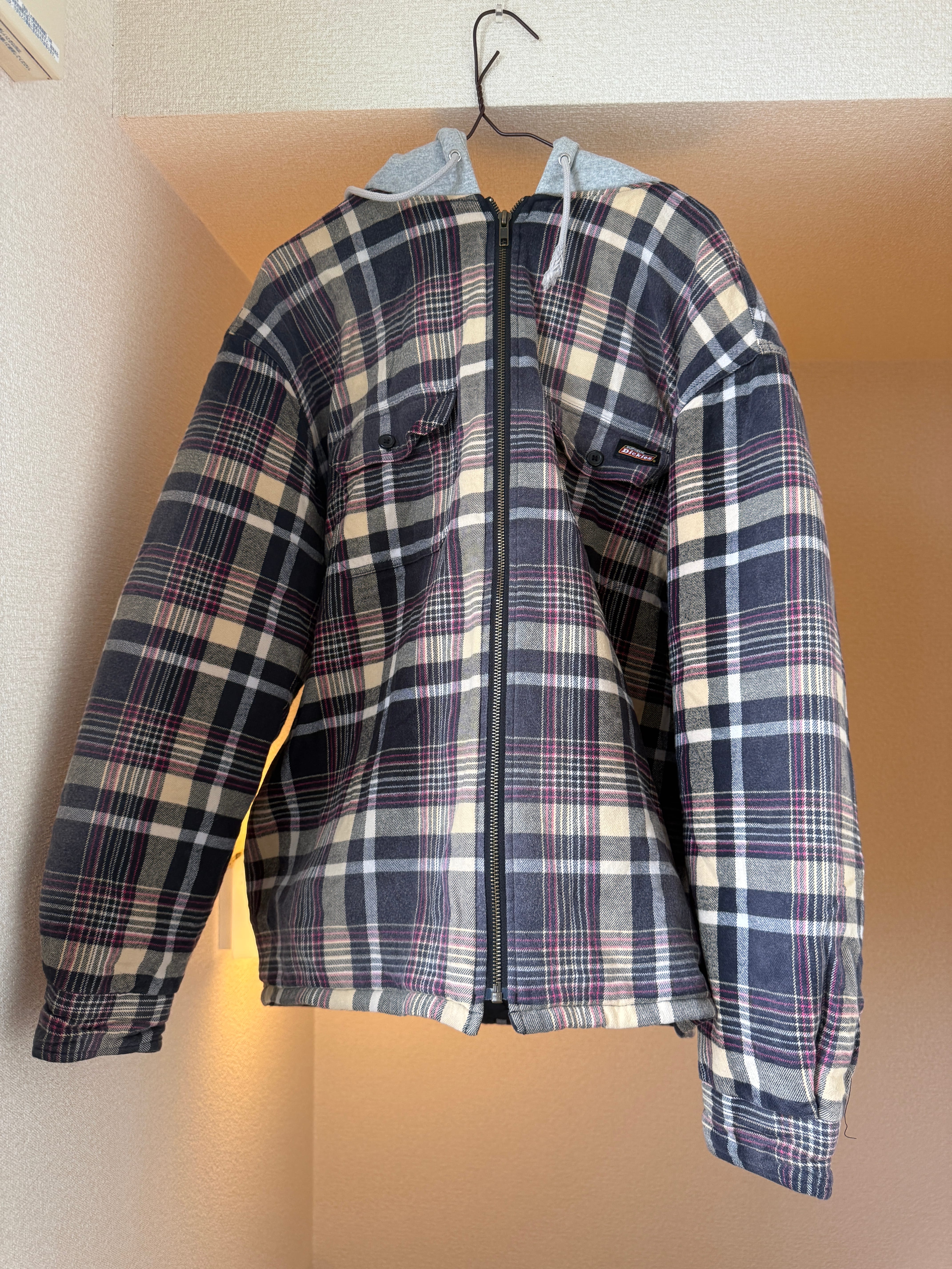 Supreme x Dickies Plaid Hooded Zip Up Shirt "Black"