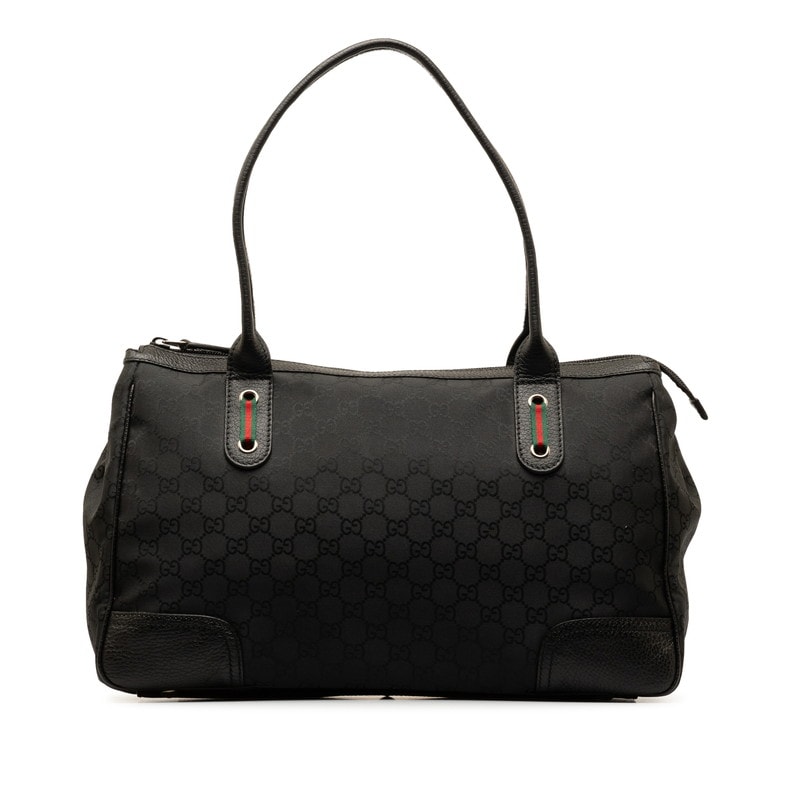 구찌 GG 나일론 셰리 라인 토트 백 핸드백 293599 블랙 나일론 가죽 여성 GUCCI [중고]