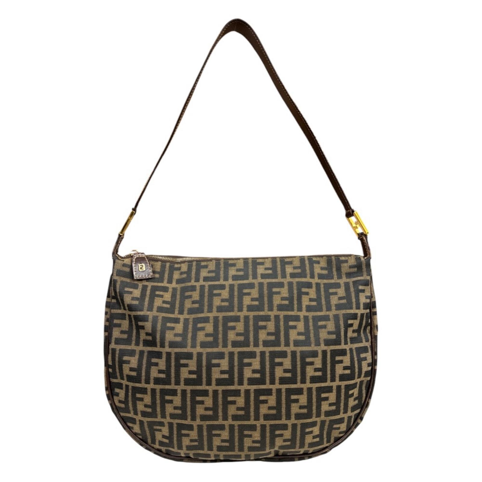 フェンディ ズッカ ショルダーバッグ キャンバス ブラウン レディース FENDI  中古