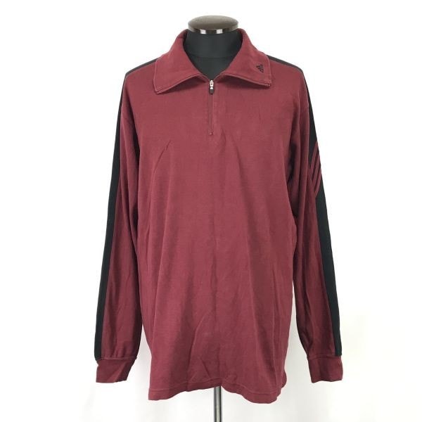 adidas GOLF★長袖ハーフジップトレーナー/シャツ【メンズXO/ボルドー/赤紫】ゴルフウェア/jacket/Tops/Shirts/アディダス◆mBH645