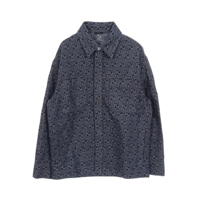 フェンディ FENDI FFジャガード デニムジャケット 衣料品 アウター コットン メンズ ネイビー系 FW1321AUX4F0BUZ46 【新品】
