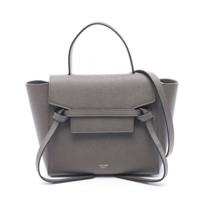 セリーヌ CELINE BELT BAG NANO ベルトバッグ ナノ 2WAY ハンドバッグ バッグ レザー レディース グレー系 【中古】