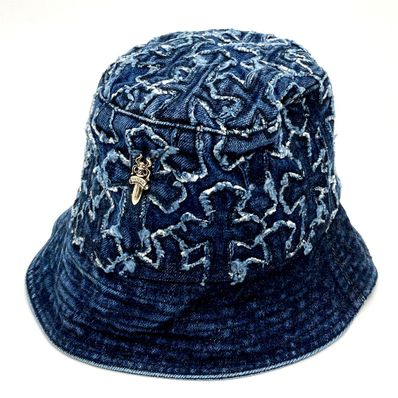 クロムハーツ クロスパッチデニム バケットハット 帽子 コットン ブルー 未使用
