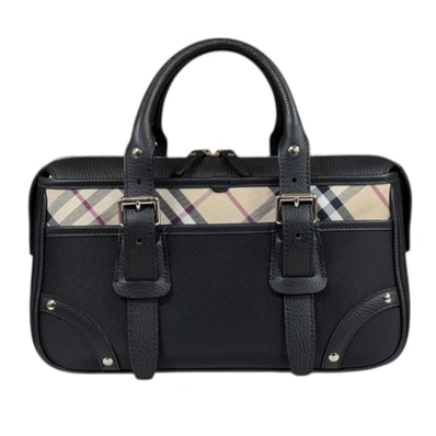 バーバリー ノバチェック ハンドバッグ キャンバス ブラック レディース BURBERRY 中古