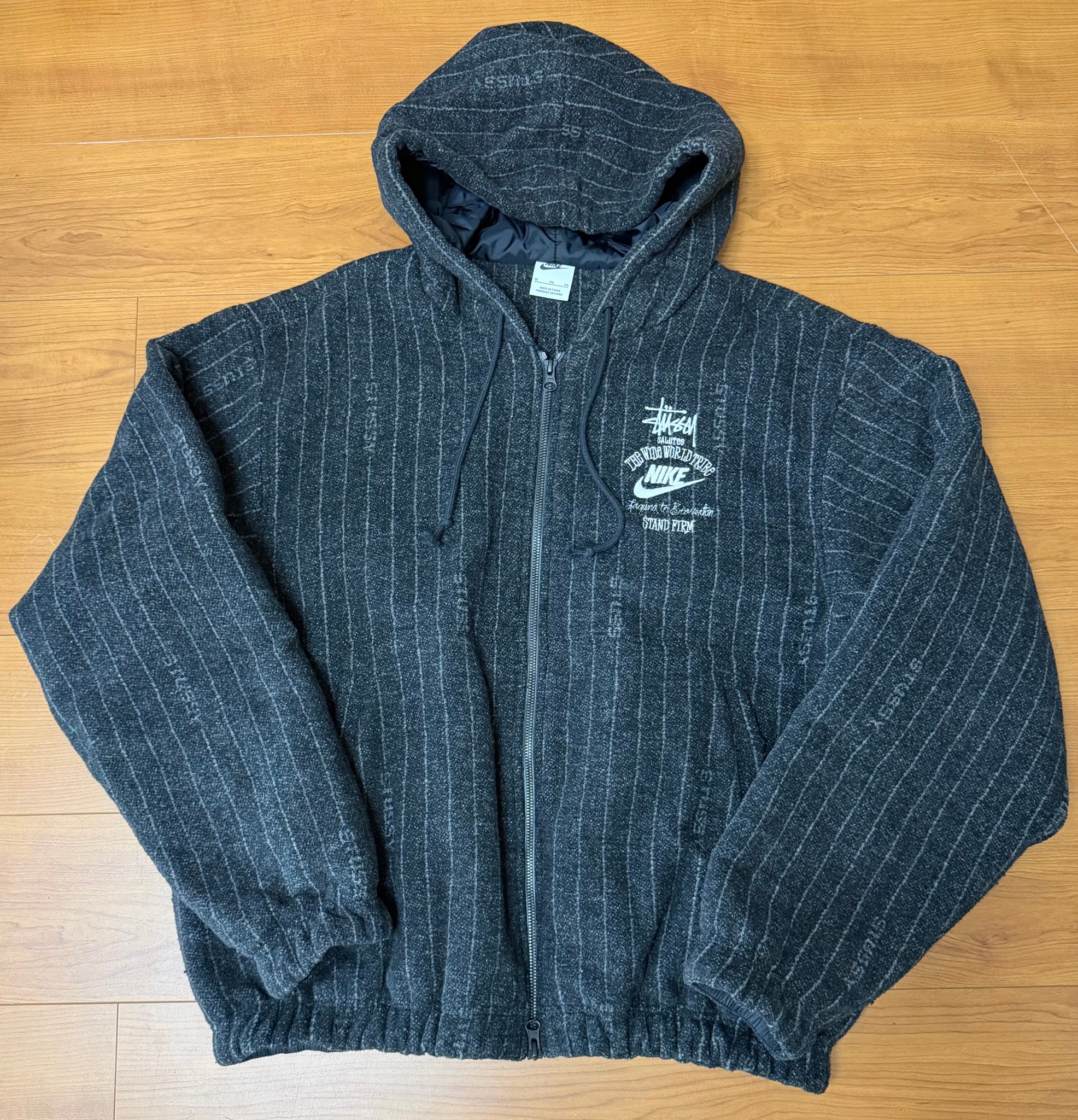 Stussy x Nike Striped Wool Jacket "Black"