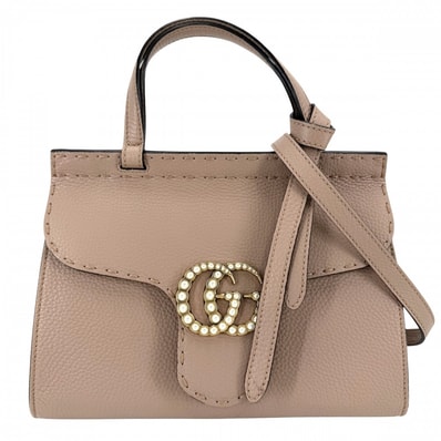 GUCCI グッチ 2WAY GGマーモント ハンドバッグ ショルダーバッグ 肩掛け 斜め掛け 442622 レザー ピンクベージュ ゴールド金具 レディース 美品【中古品】