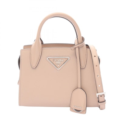 プラダ PRADA SAFFIANO CUIR + C モノクローム 2WAY ハンドバッグ バッグ サフィアーノレザー レザー レディース ベージュ系 1BA269 【中古】