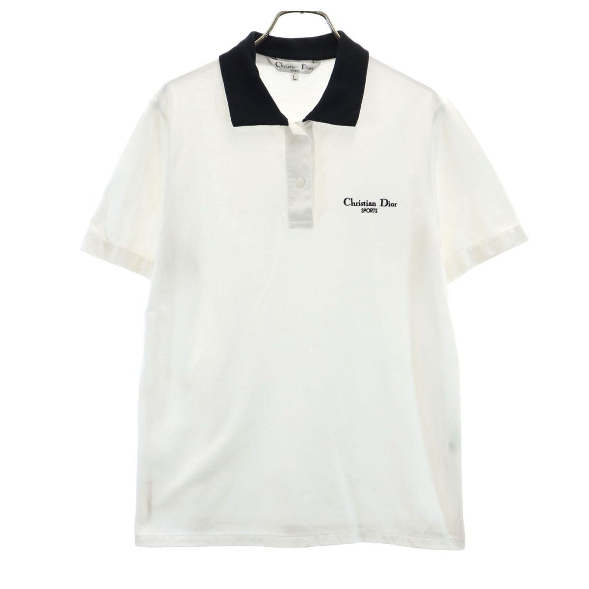 Christian Dior SPORTS クリスチャンディオールスポーツ 90s オールド 半袖 ポロシャツ L 白 鹿の子地
